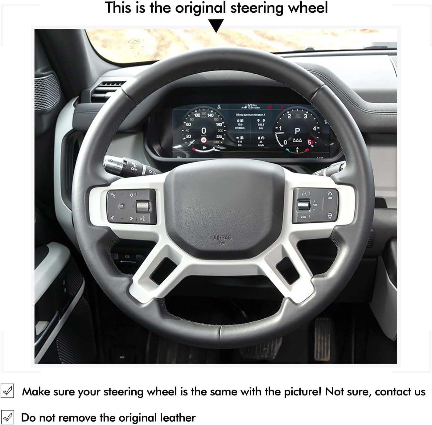 Loncky® Custom Hand Stitched Car OEM Leather Steering Wheel Cover for Land Rover Defender Discovery 2021 2022 2023 Interior Accessories