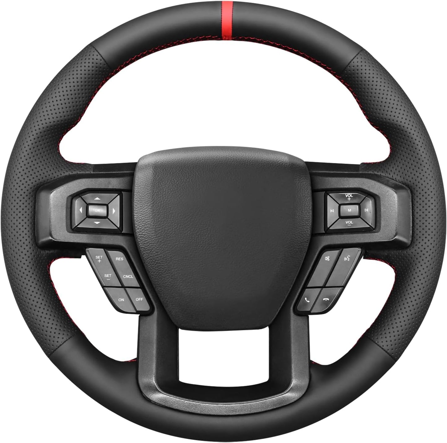 Loncky® Custom Hand Stitched Car OEM Leather Steering Wheel Cover for Ford F150 F-150 F-250 F-350 F-450 Expedition 2015-2023 Interior Accessories