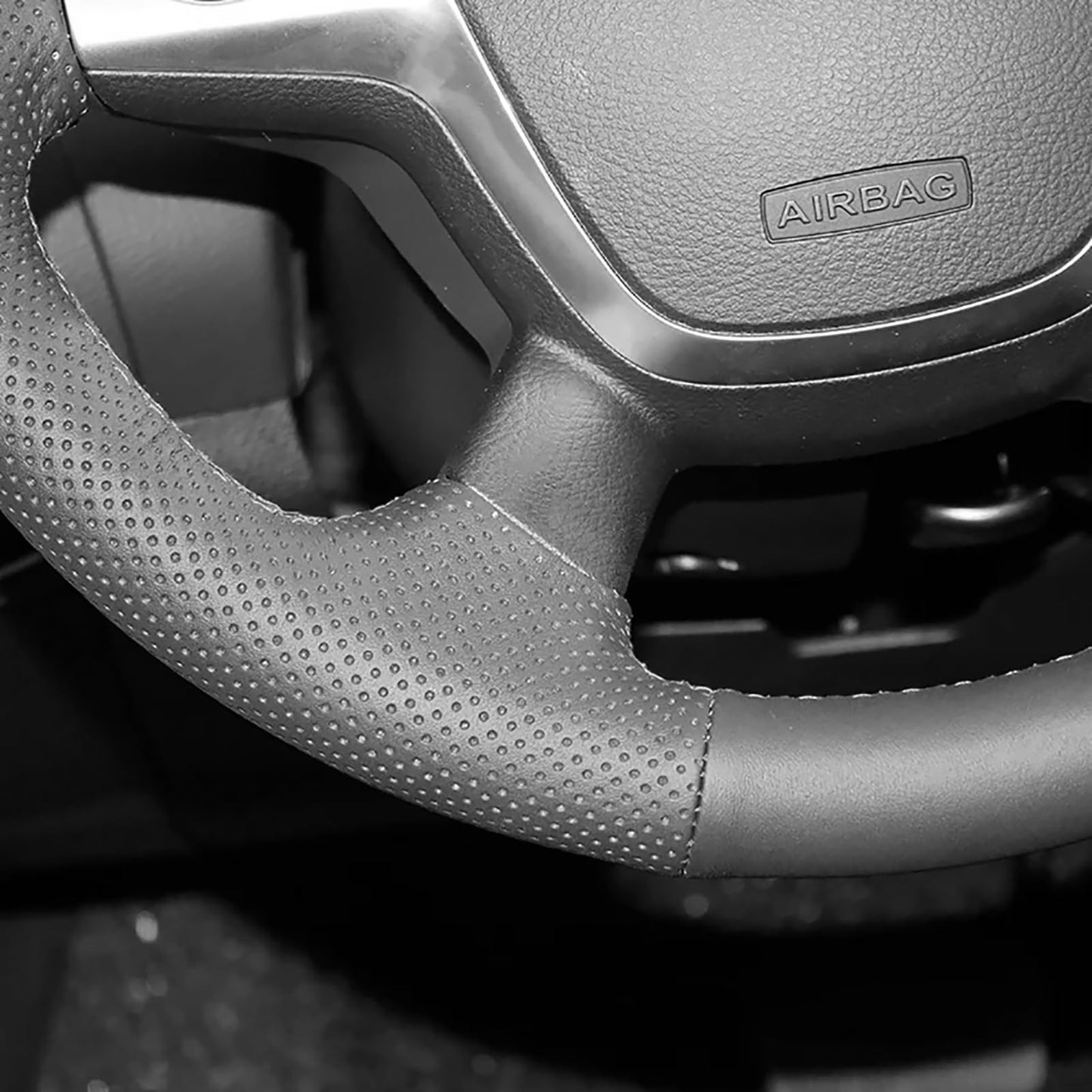 Loncky® Custom Hand Stitched OEM Leather Steering Wheel Cover for Ford Escape 2013 2014 2015 2016 / Ford Focus 2012 2013 2014 / Ford C-Max 2013 2014 2015 2016 Interior Accessories