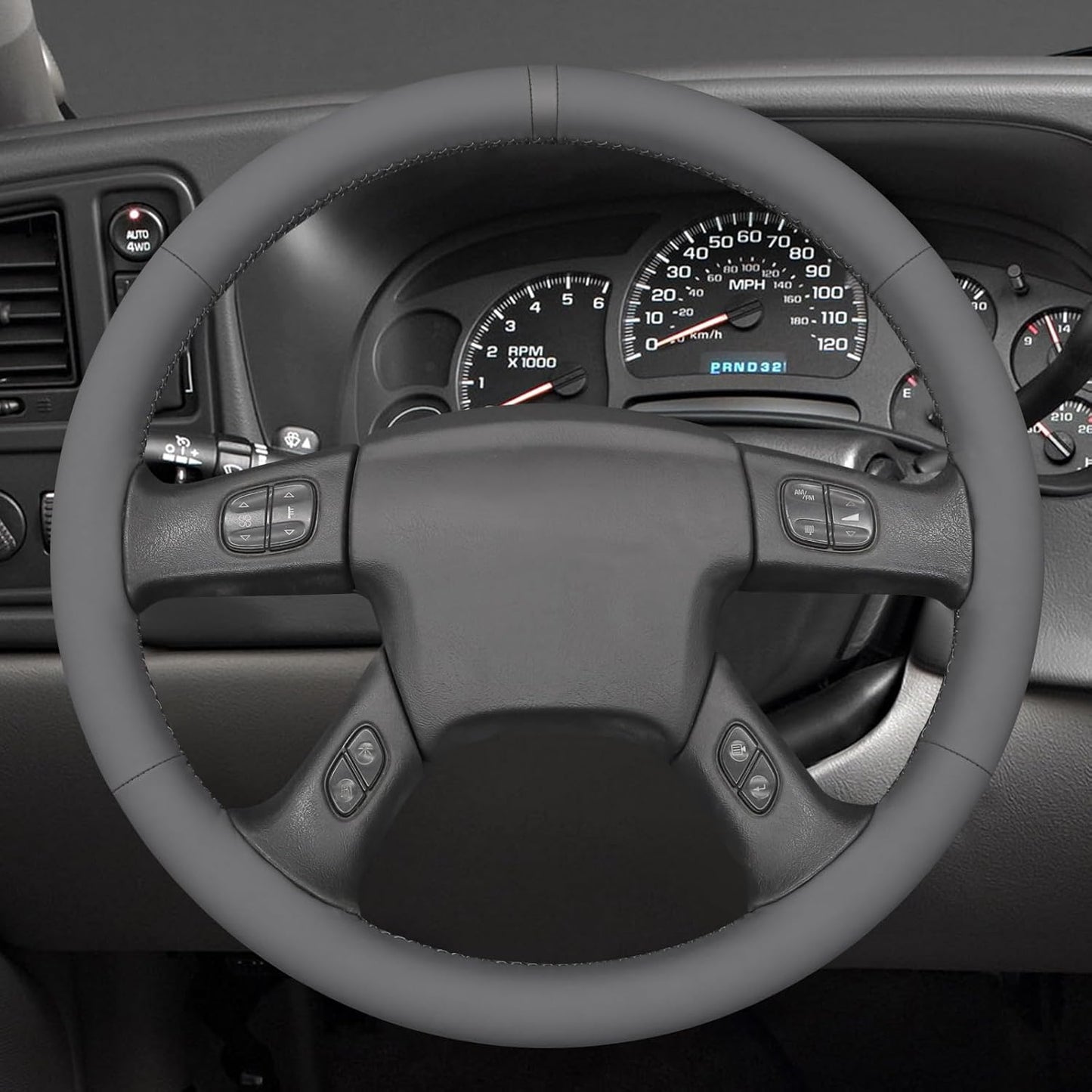 Loncky® Custom Hand Stitched Car OEM Leather Steering Wheel Cover for Chevrolet Silverado 1500/2500/ 3500 2003-2006/ Trailblazer/Silverado 1500 2500HD 3500 Classic 2007/ GMC Sierra 1500/ Envoy XL 2002-2006/ Yukon (Yukon XL)/ Envoy