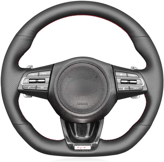 Loncky® Custom Hand Stitched OEM Leather Steering Wheel Cover for Kia Stinger GT GT1 GT2 GTS Stinger GT-Line 2018 2019 2020 2021 2022 Interior Accessories