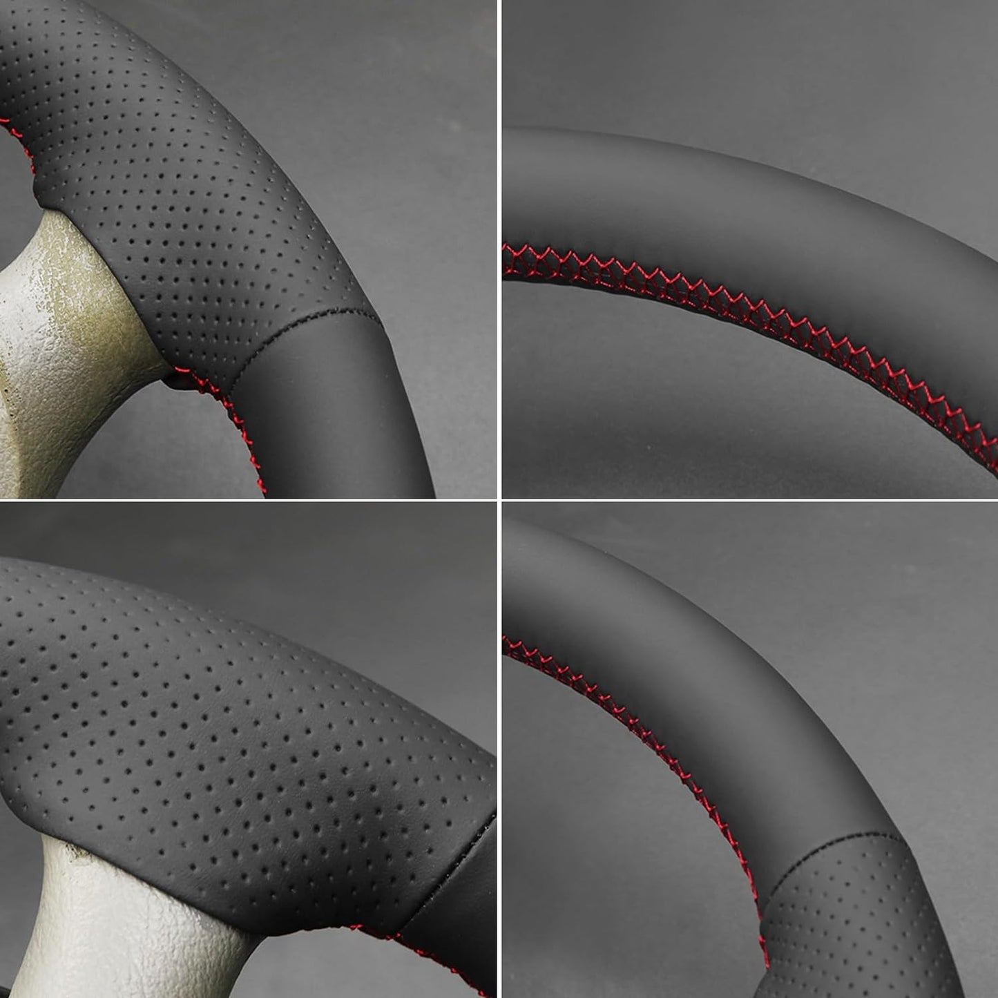 Loncky® Custom Hand Stitched Car OEM Leather Steering Wheel Cover for Ford Mustang 1994-2004 Interior Accessories