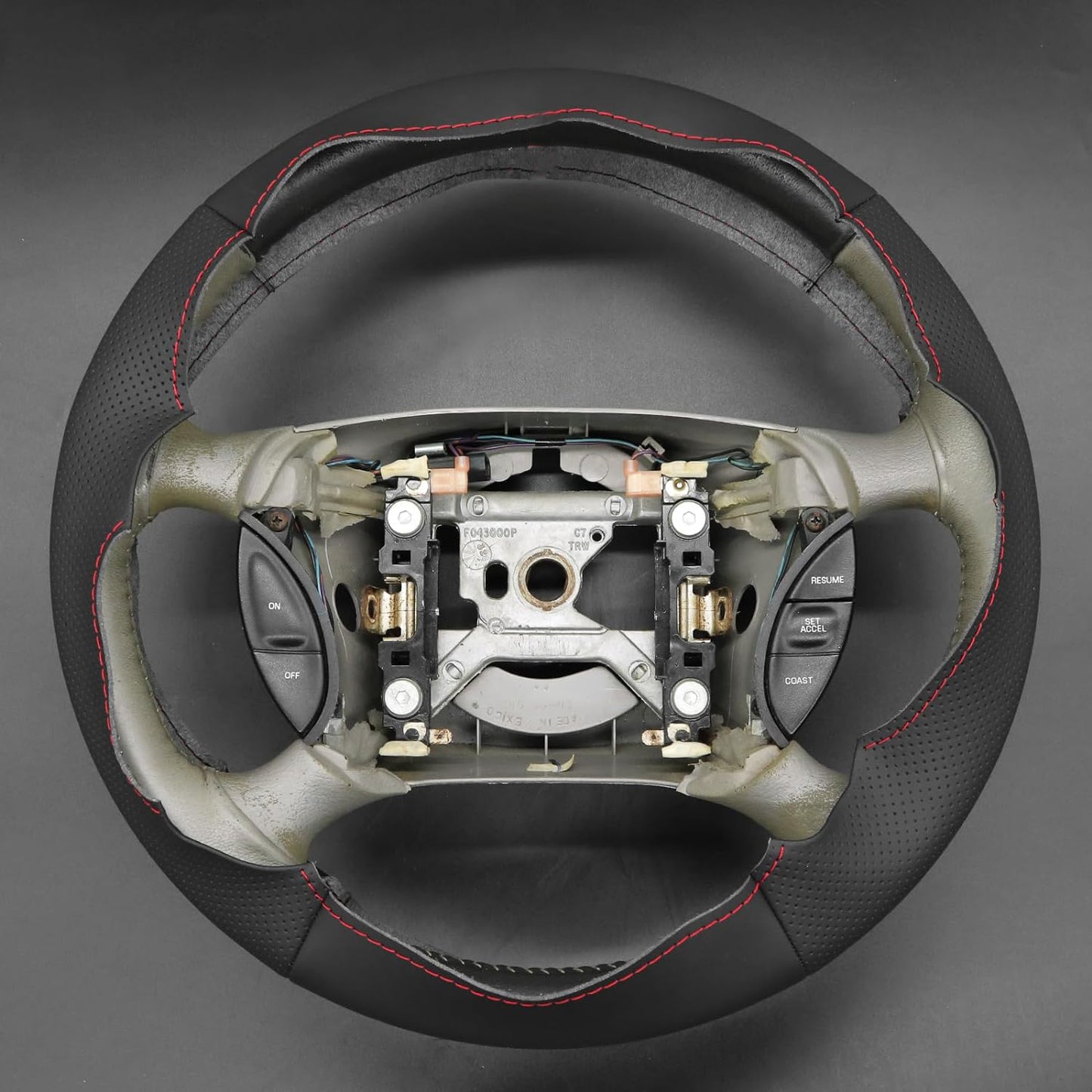 Loncky® Custom Hand Stitched Car OEM Leather Steering Wheel Cover for Ford Mustang 1994-2004 Interior Accessories