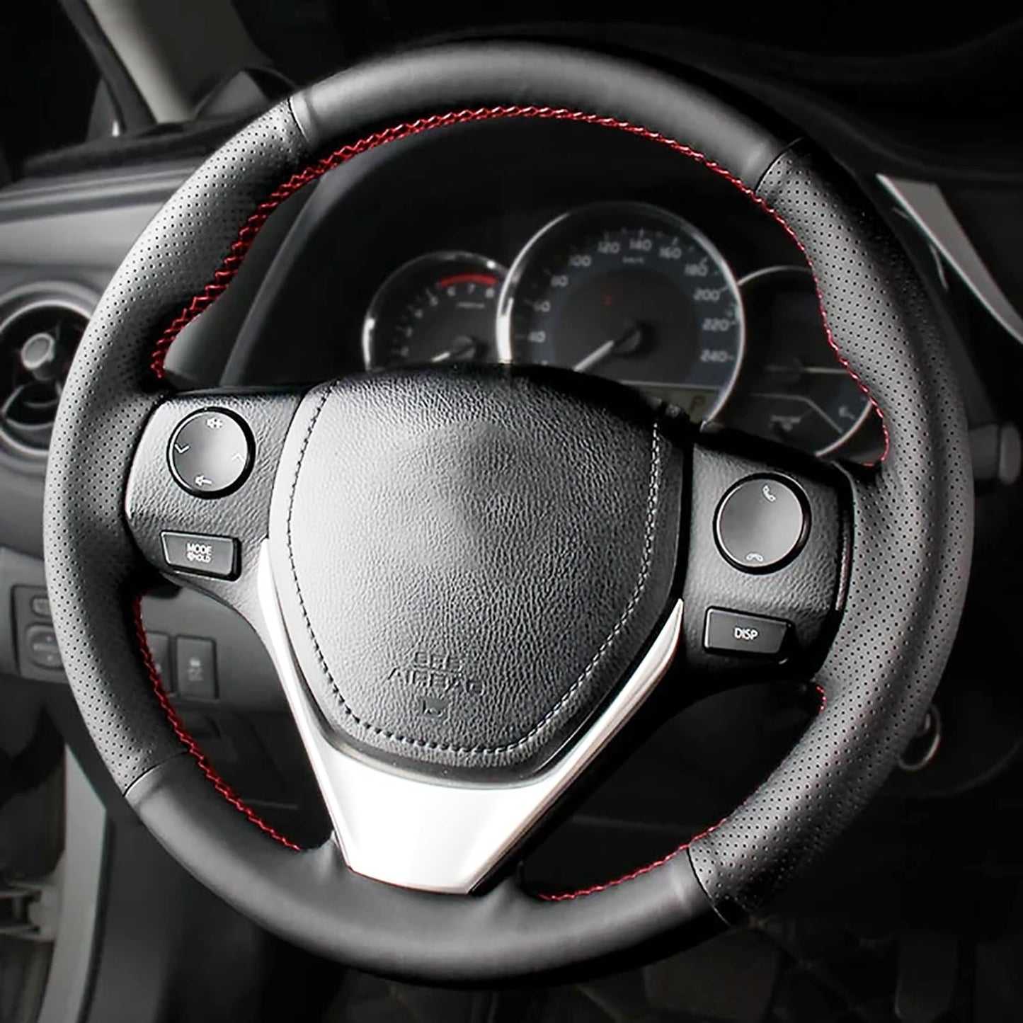 Loncky® Custom Hand Stitched OEM Leather Steering Wheel Cover for Toyota RAV4 2013-2019 / Corolla 2014-2019 / Corolla iM (US) 2017-2018 / Auris 2013-2016/ for Scion iM 2016 Interior Accessories