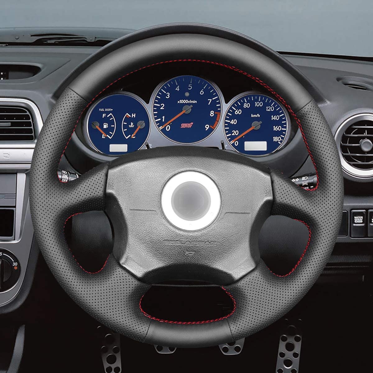 Loncky® Custom Hand Stitched OEM Leather Steering Wheel Cover for Subaru Impreza WRX STI 2004 Subaru Impreza WRX 2002 2003 2004 Interior Accessories