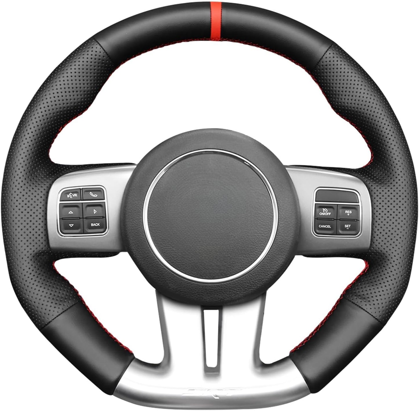 Loncky® Custom Hand Stitched Car OEM Leather Steering Wheel Cover for Dodge Challenger Charger SRT 2012-2014 Interior Accessories