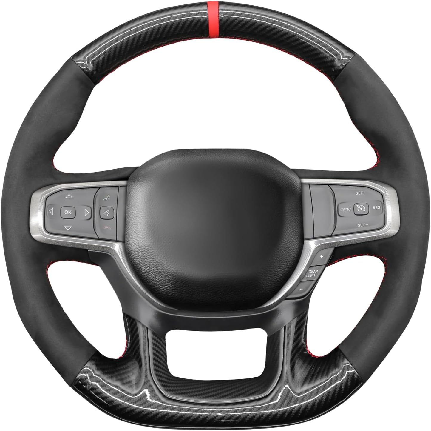 Loncky® Custom Hand Stitched Car OEM Leather Steering Wheel Cover for Dodge Ram 1500 TRX RHO 2021-2025 Interior Accessories