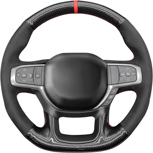 Loncky® Custom Hand Stitched Car OEM Leather Steering Wheel Cover for Dodge Ram 1500 TRX RHO 2021-2025 Interior Accessories