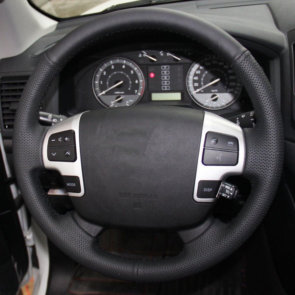 Loncky® Custom Hand Stitched OEM Leather Steering Wheel Cover for Toyota Land Cruiser 2008-2015 / Toyota Tundra 2007 2008 2009 2010 2011 2012 2013/ Toyota Sequoia 2008 2009 2010 2011 2012 2013 Car Interior Accessories