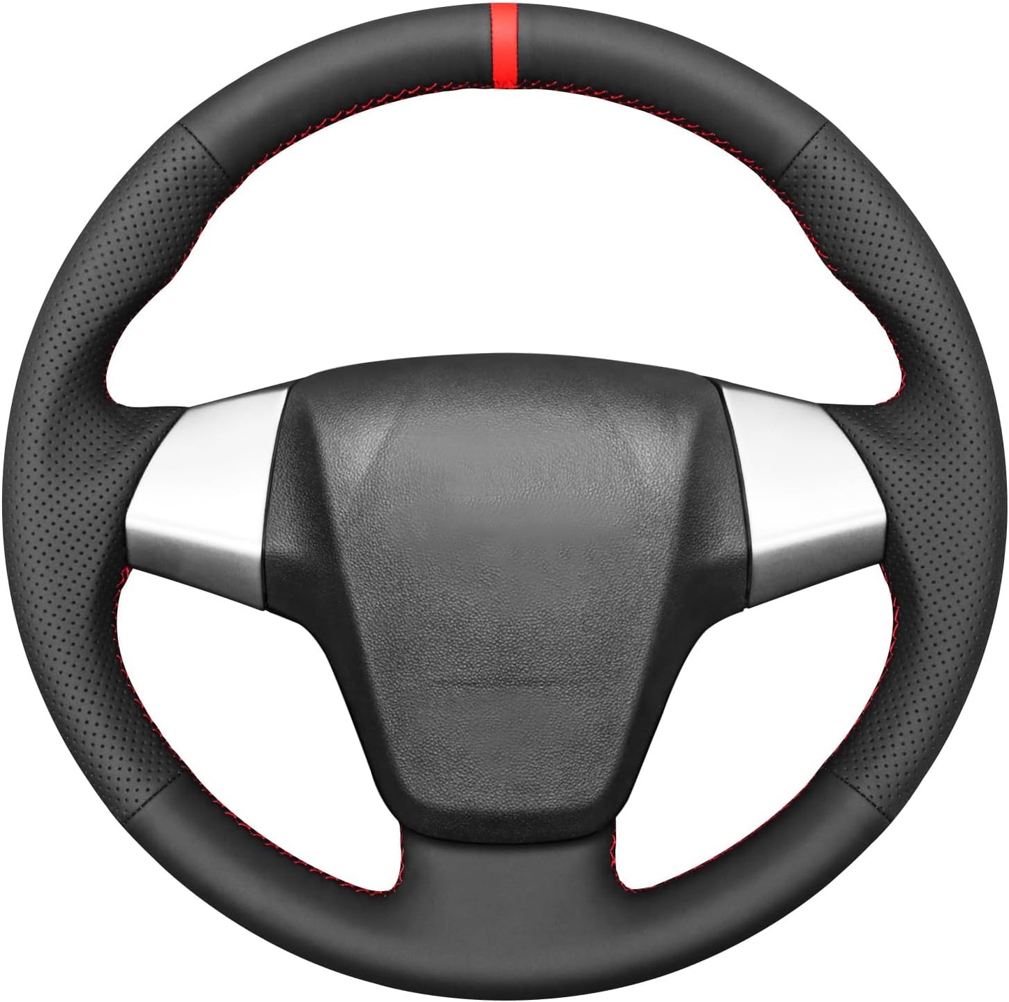 Loncky® Custom Hand Stitched Car OEM Leather Steering Wheel Cover for Toyota Avanza 2015-2020 / Rush 2017 / Calya 2016-2024 / Daihatsu Sigra Car Interior Accessories