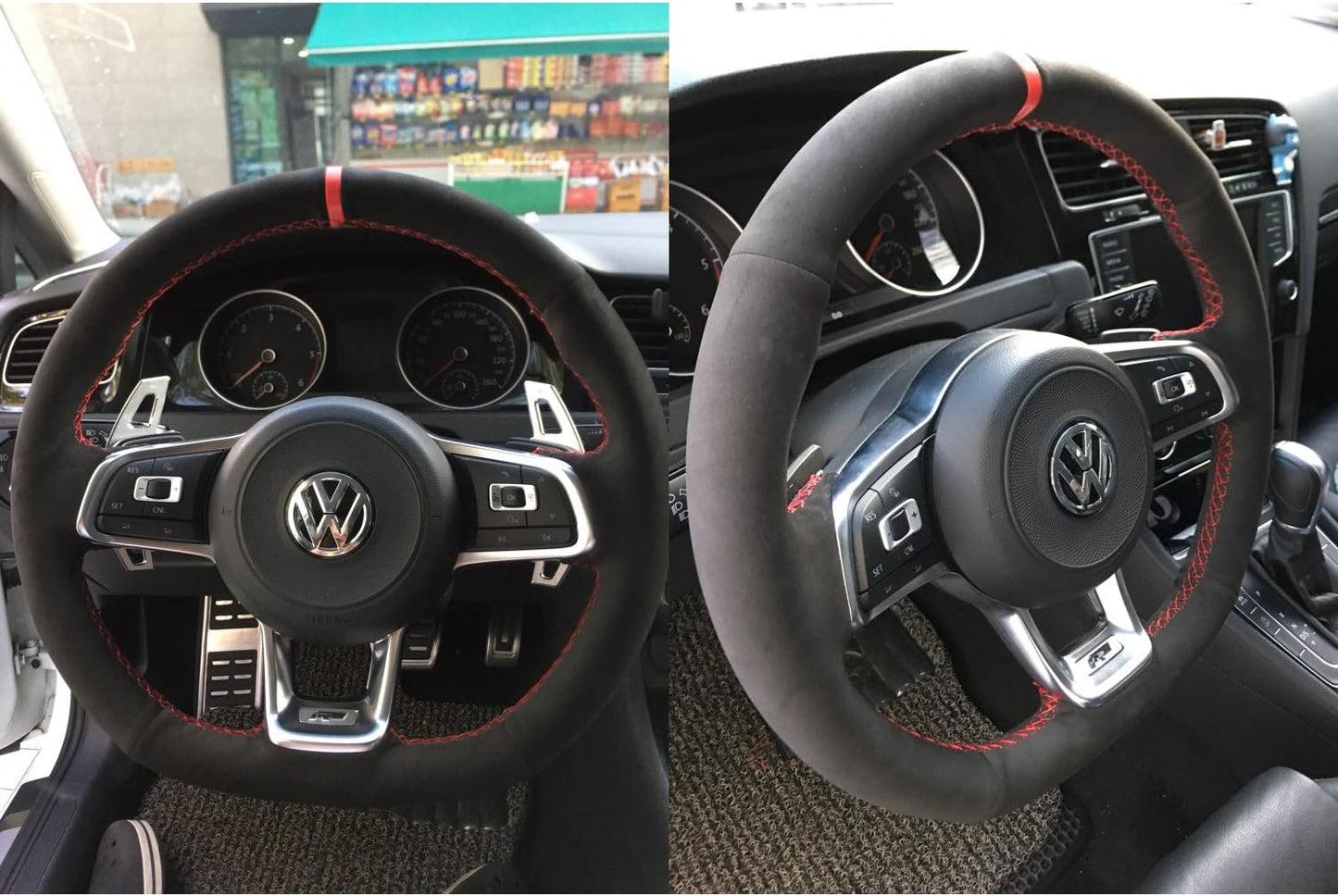 Loncky® Custom Hand Stitched OEM Leather Steering Wheel Cover for Volkswagen Jetta GLI 2015-2021 / VW Golf R 2015-2019 / VW Golf 7 MK7 Golf GTI 2015-2021 Interior Accessories