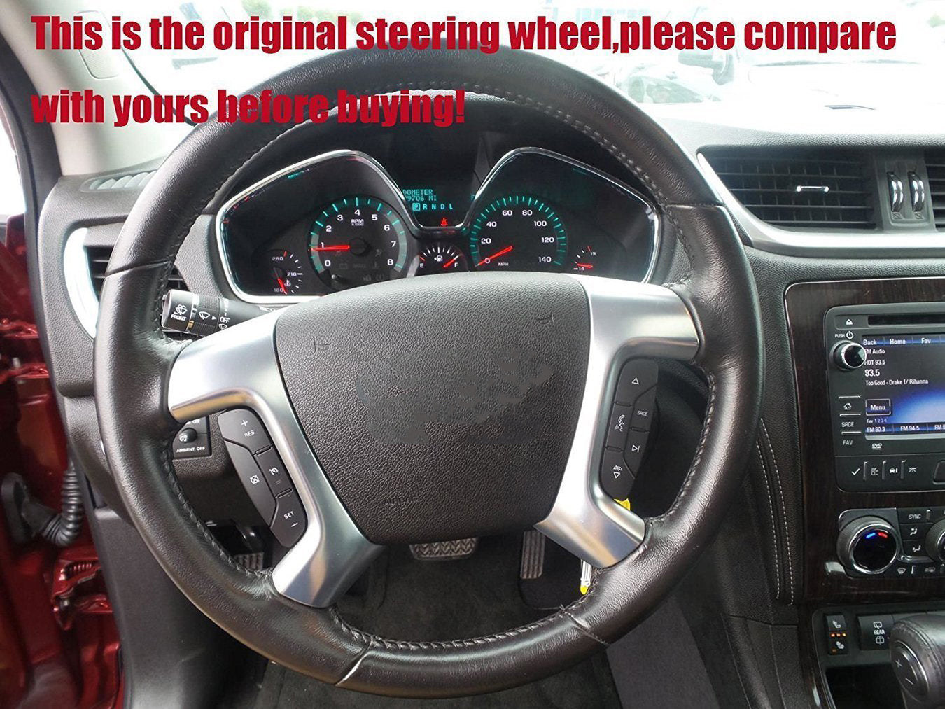 Loncky® Custom Hand Stitched OEM Leather Steering Wheel Cover for Chevrolet 2008-2013 Silverado 1500 /Silverado 2500 3500/2007-2014 Tahoe/2007-2014 Suburban 1500/2007-2013 Avalanche 1500/2009-2015 Traverse/Express Accessories