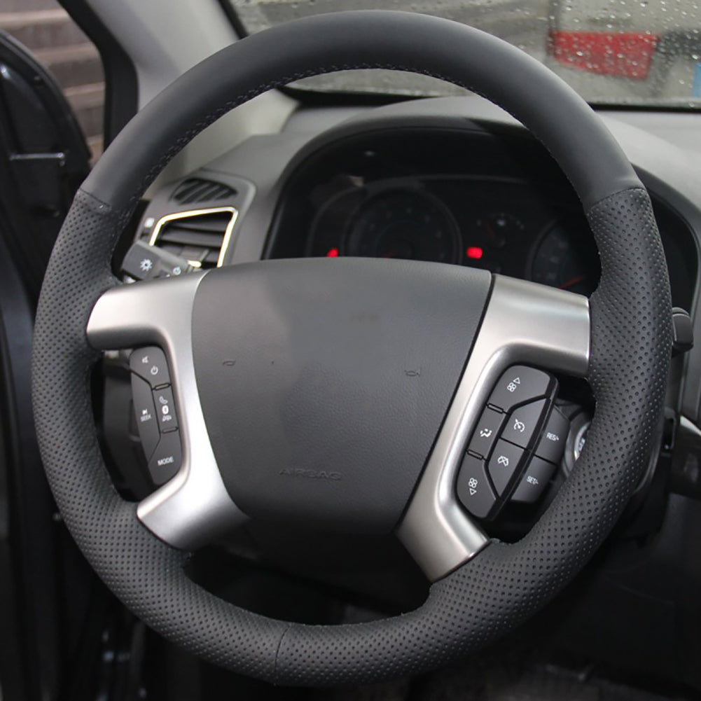 Loncky® Custom Hand Stitched OEM Leather Steering Wheel Cover for Chevrolet 2008-2013 Silverado 1500 /Silverado 2500 3500/2007-2014 Tahoe/2007-2014 Suburban 1500/2007-2013 Avalanche 1500/2009-2015 Traverse/Express Accessories