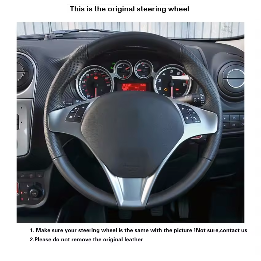 Loncky® Custom Hand Stitched Car OEM Leather Steering Wheel Cover for Alfa Romeo Giulietta 2010 2011 2012 2013 2014 Mito 2008 2009 2010 2011-2015 Interior Accessories