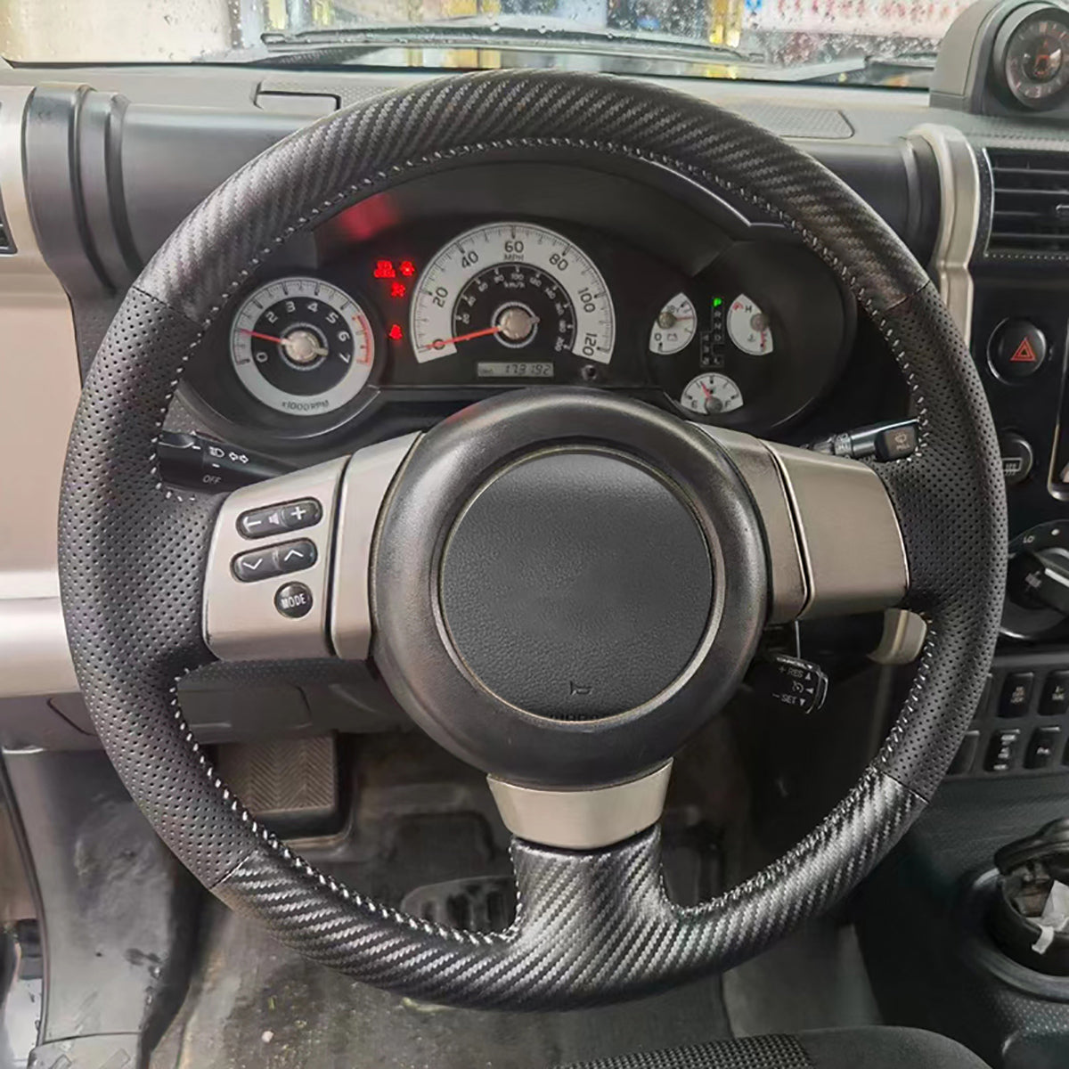 Loncky® Custom Hand Stitched OEM Leather Steering Wheel Cover for Toyota FJ Cruiser 2007 2008 2009 2010 2011 2012 2013 2014 OEM Interior Parts Accessories