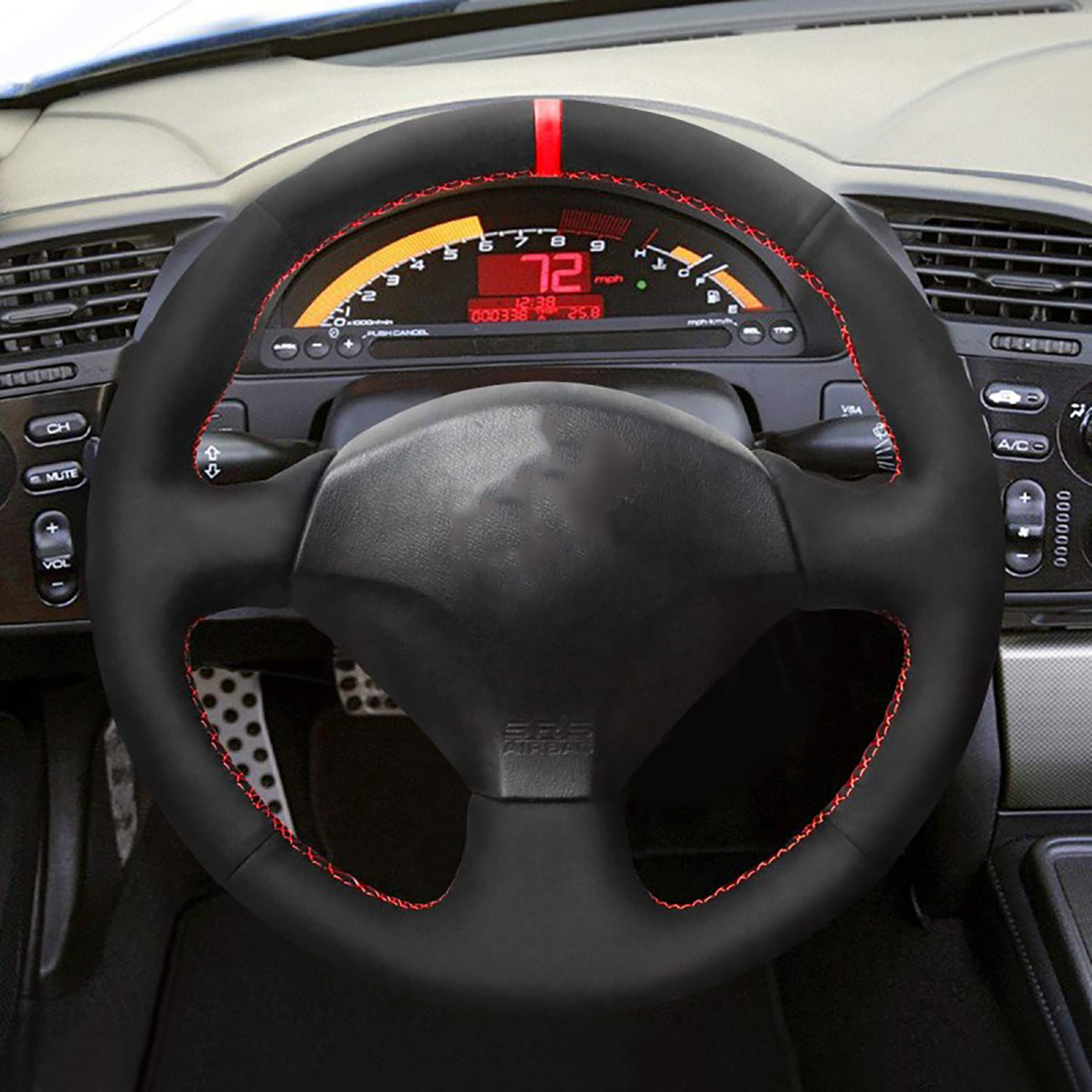 Loncky® Custom Hand Stitched OEM Leather Steering Wheel Cover for Honda S2000 2000-2009 / Civic (SI) 2002-2005 / Insight 2000-2006 for Acura RSX 2002-2006 Interior Accessories