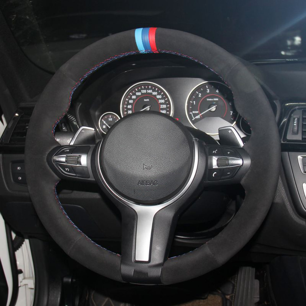 Loncky® Custom Hand Stitched OEM Leather Steering Wheel Cover for BMW F87 M2 F80 M3 F82 M4 M5 F12 F13 M6 2013-2017 F85 X5 M F86 X6 M F33 2013-2017 F30 M Sport 2013-2017 Interior Accessories