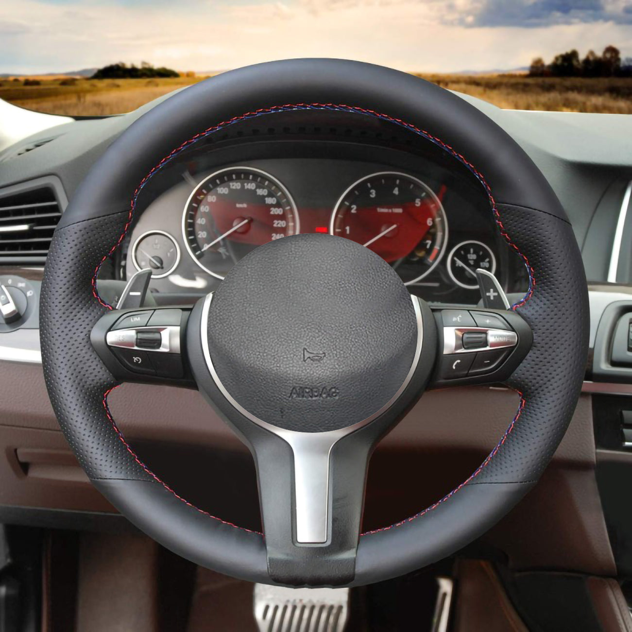Loncky® Custom Hand Stitched OEM Leather Steering Wheel Cover for BMW F87 M2 F80 M3 F82 M4 M5 F12 F13 M6 2013-2017 F85 X5 M F86 X6 M F33 2013-2017 F30 M Sport 2013-2017 Interior Accessories
