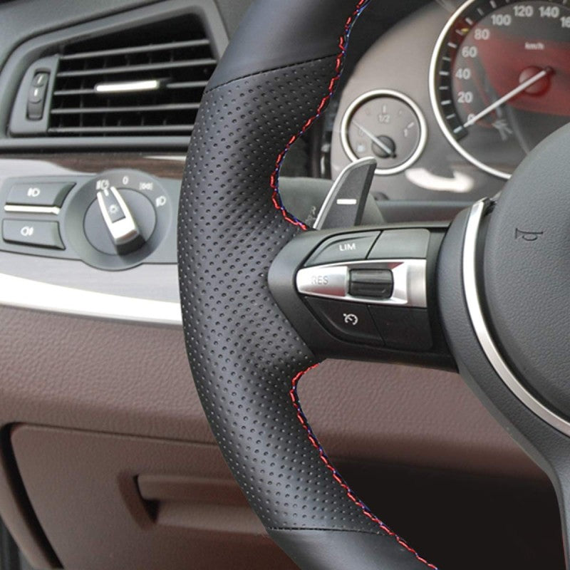 Loncky® Custom Hand Stitched OEM Leather Steering Wheel Cover for BMW F87 M2 F80 M3 F82 M4 M5 F12 F13 M6 2013-2017 F85 X5 M F86 X6 M F33 2013-2017 F30 M Sport 2013-2017 Interior Accessories