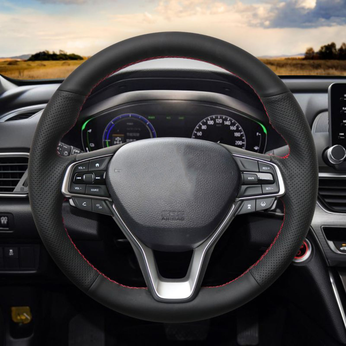 Loncky® Custom Hand Stitched OEM Leather Steering Wheel Cover for Honda Accord 10 2018 2019 2020 2021 2022 / Honda Insight 2019 2020 2021 2022 Interior Accessories