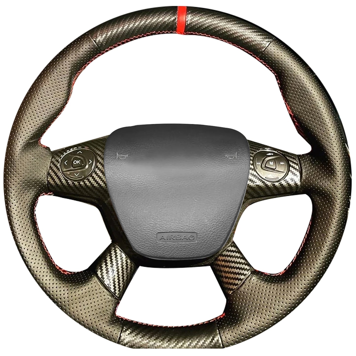 Loncky® Custom Hand Stitched OEM Leather Steering Wheel Cover for Ford Escape 2013 2014 2015 2016 / Ford Focus 2012 2013 2014 / Ford C-Max 2013 2014 2015 2016 Interior Accessories
