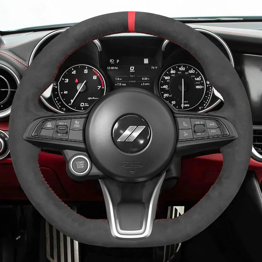 Loncky® Custom Hand Stitched Car OEM Leather Steering Wheel Cover for Dodge Hornet 2024 Interior Accessories