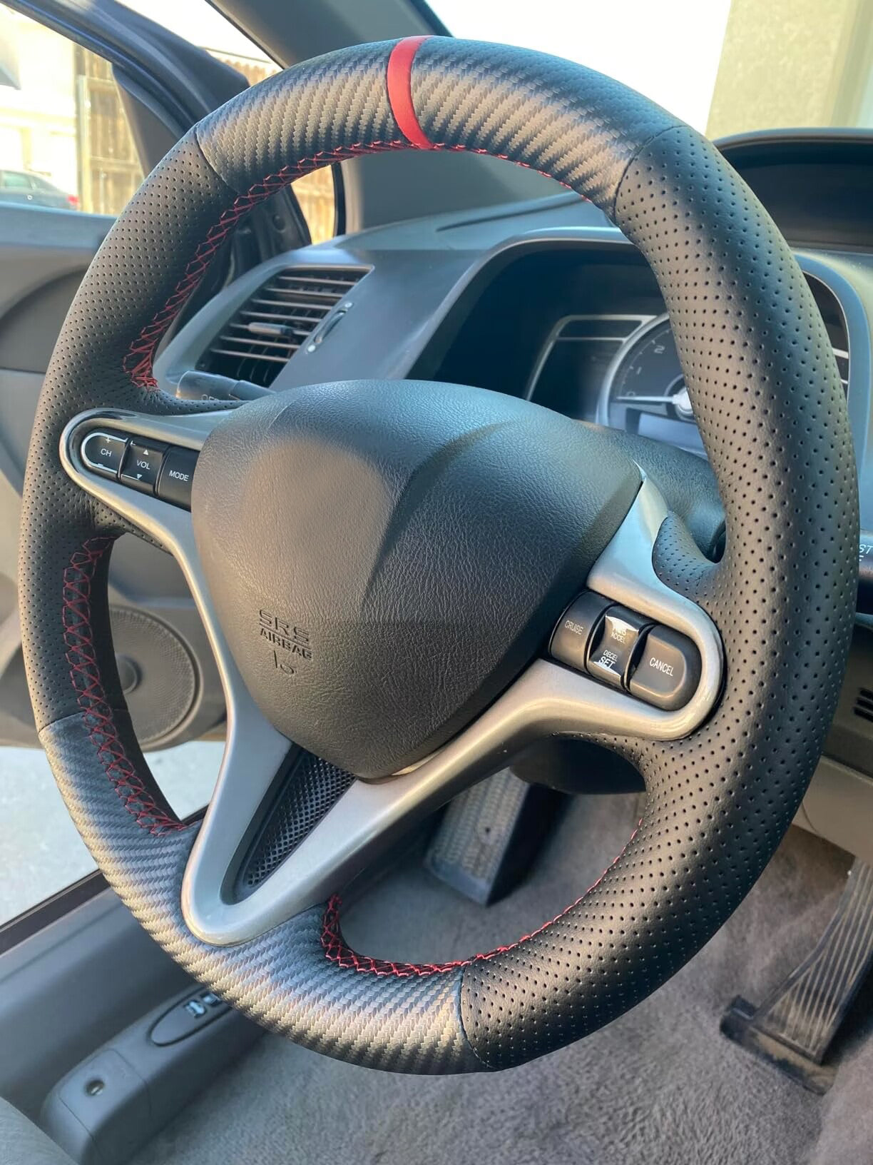 Loncky® Custom Hand Stitched OEM Leather Steering Wheel Cover for Honda Civic 2006 2007 2008 2009 2010 2011 Interior Accessories