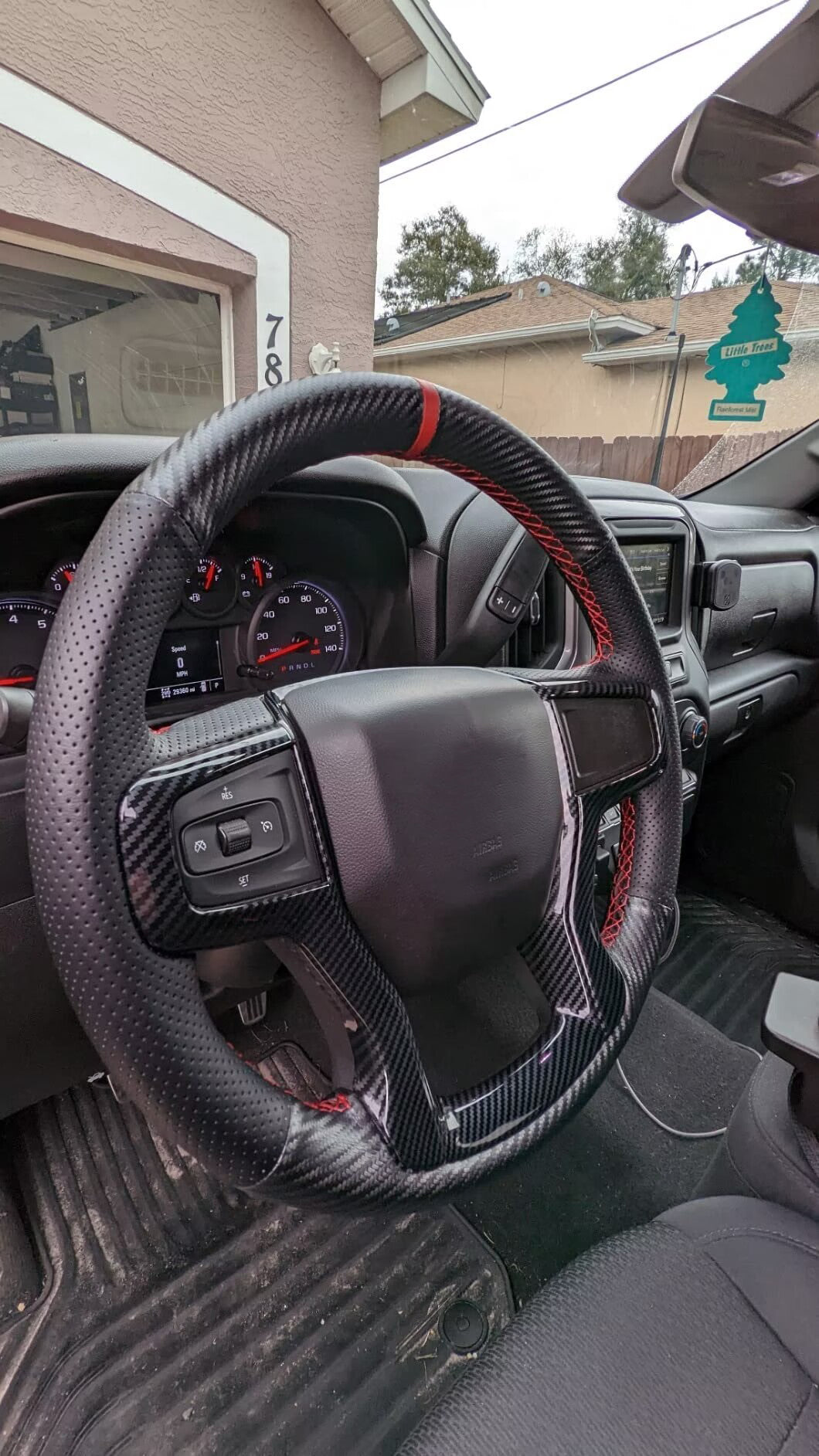 Loncky® Custom Hand Stitched Car OEM Leather Steering Wheel Cover for Chevrolet Blazer Silverado (1500) 2019-2023 / Silverado (2500/3500) 2020-2023/ Suburban Tahoe 2021-2023 Interior Accessories