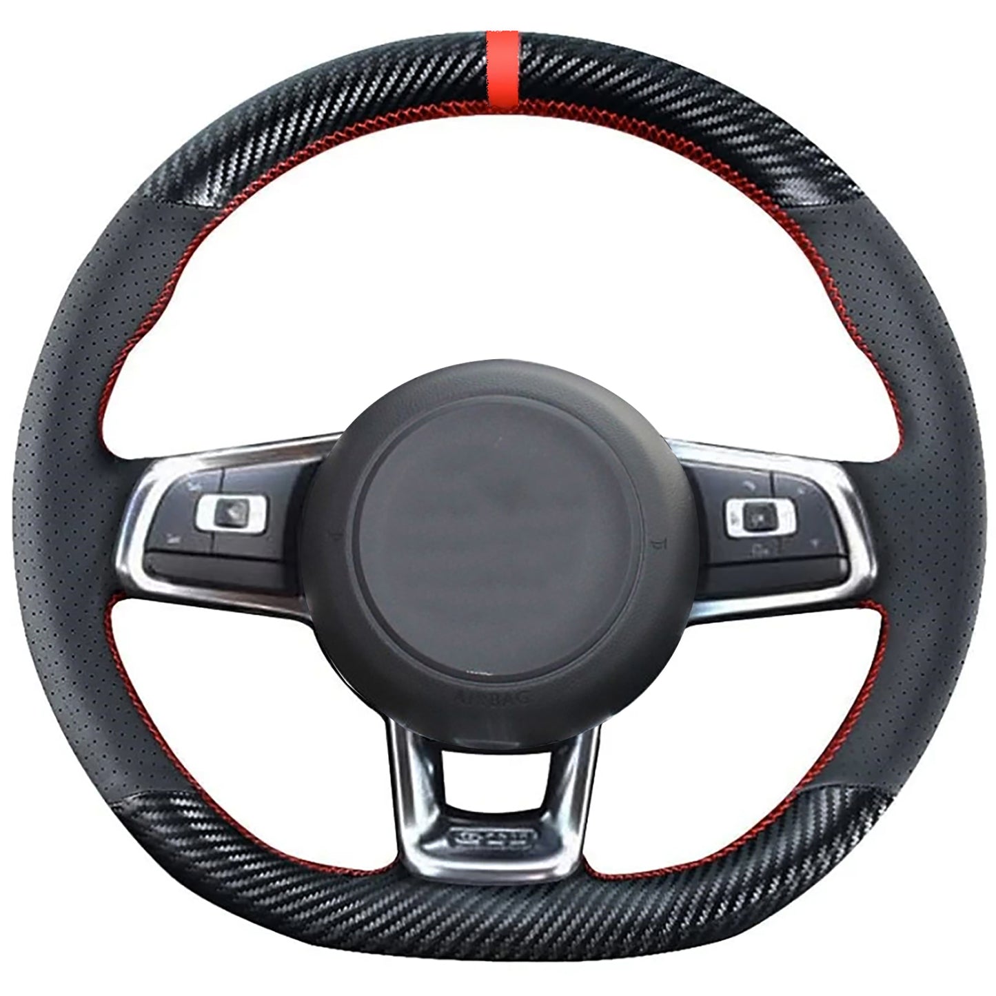 Loncky® Custom Hand Stitched OEM Leather Steering Wheel Cover for Volkswagen Jetta GLI 2015-2021 / VW Golf R 2015-2019 / VW Golf 7 MK7 Golf GTI 2015-2021 Interior Accessories