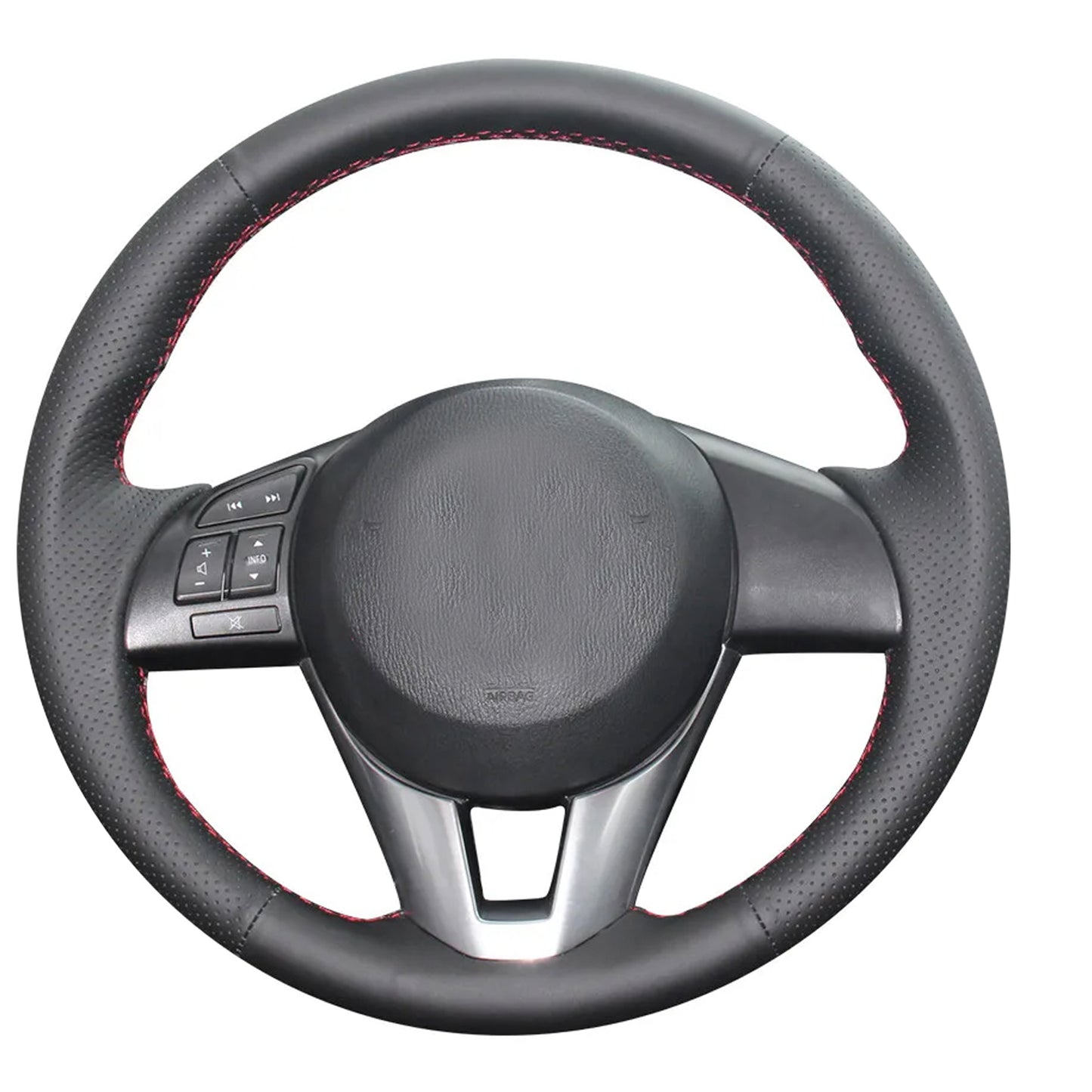 Loncky® Custom Hand Stitched Car OEM Leather Steering Wheel Cover for Mazda CX-5 2013 2014 2015 2016 / Mazda 6 2014 2015 2016 / Mazda 3 2014 2015 2016 / Mazda CX-3 2016 / Scion iA 2016 Interior Accessories
