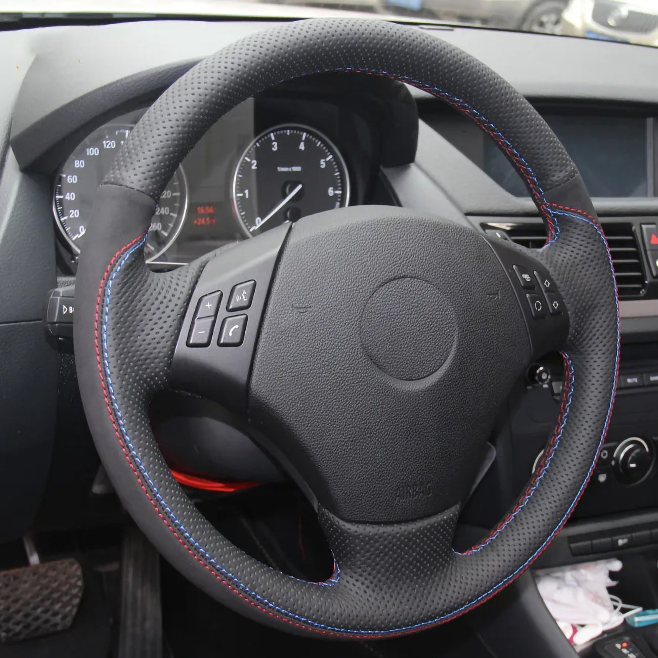 Loncky® Custom Hand Stitched Car OEM Leather Steering Wheel Cover for BMW E90 2007-2011 BMW 335 I 4D Sedan BMW 335 XI 4D Sedan BMW 328 4D Sedan BMW 328 XI 4D Sedan / 2009-2011 BMW 335 d 4D Sedan / 2006 BMW 330 BMW 325 Accessories