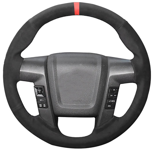 Loncky® Custom Hand Stitched Car OEM Leather Steering Wheel Cover for Ford F-150 F150 SVT Raptor 2010 2011 2012 2013 2014 Interior Accessories