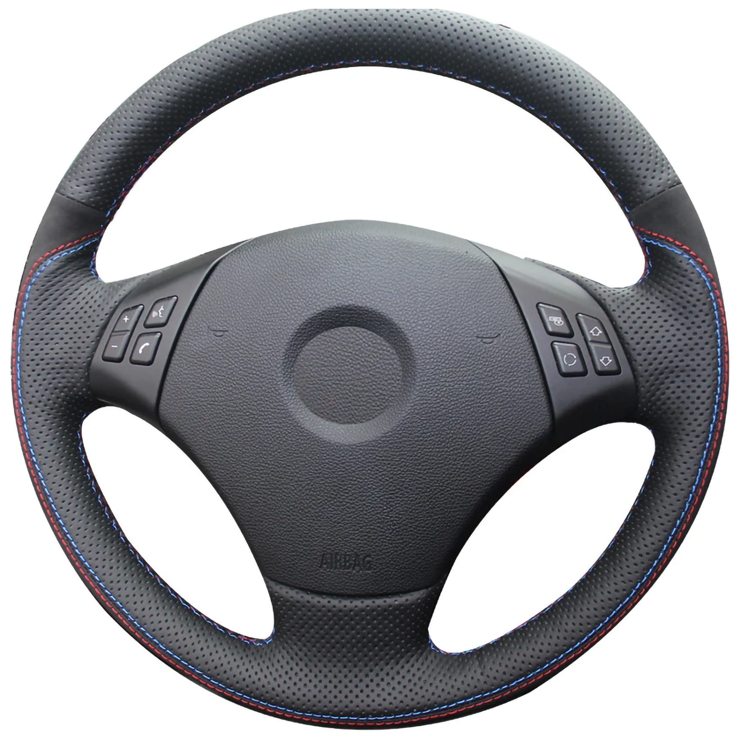 Loncky® Custom Hand Stitched Car OEM Leather Steering Wheel Cover for BMW E90 2007-2011 BMW 335 I 4D Sedan BMW 335 XI 4D Sedan BMW 328 4D Sedan BMW 328 XI 4D Sedan / 2009-2011 BMW 335 d 4D Sedan / 2006 BMW 330 BMW 325 Accessories