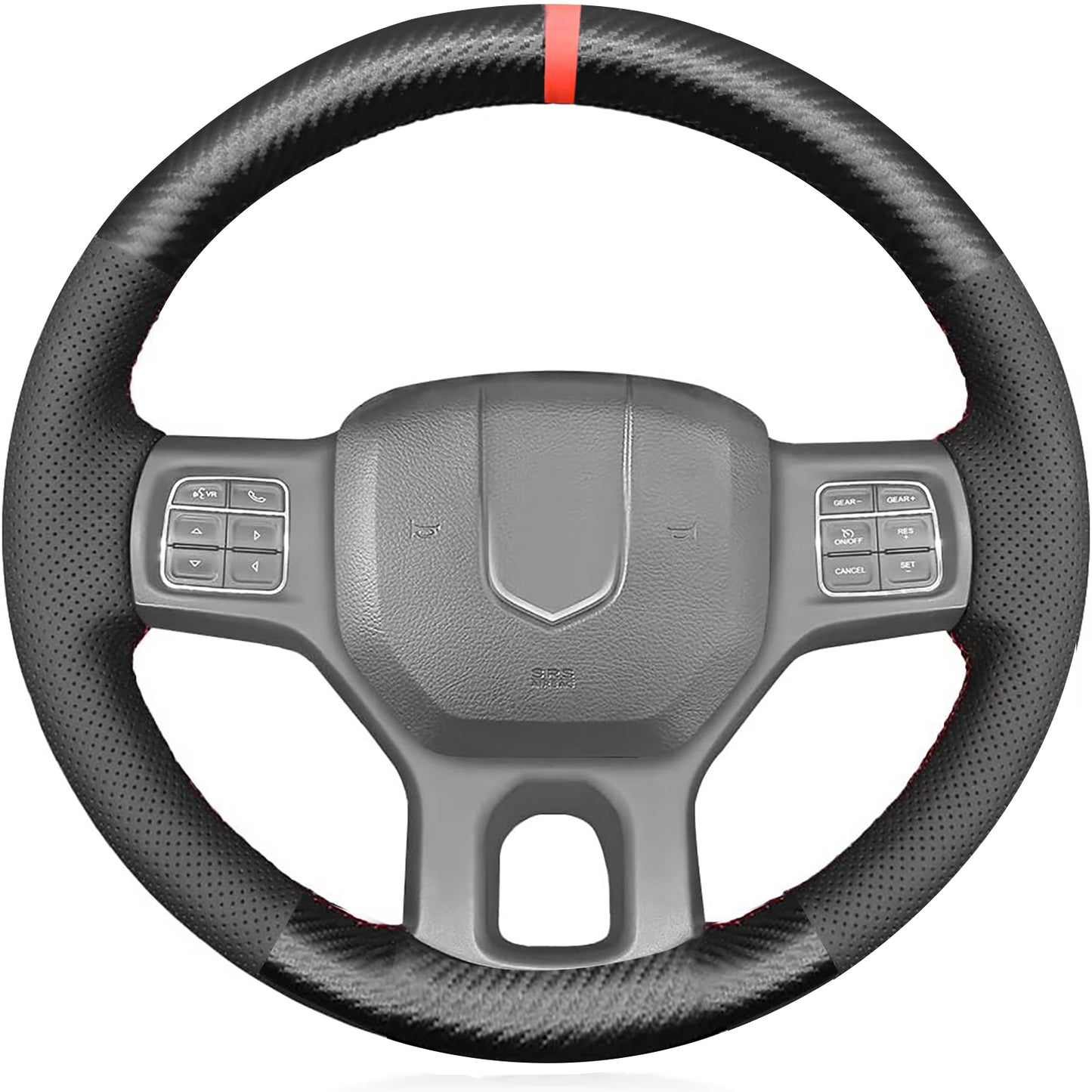 Loncky® Custom Hand Stitched Car OEM Leather Steering Wheel Cover for Dodge Ram 1500 Ram 3500 2012-2018 Interior Accessories