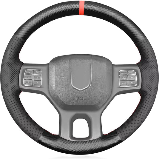 Loncky® Custom Hand Stitched Car OEM Leather Steering Wheel Cover for Dodge Ram 1500 Ram 3500 2012-2018 Interior Accessories