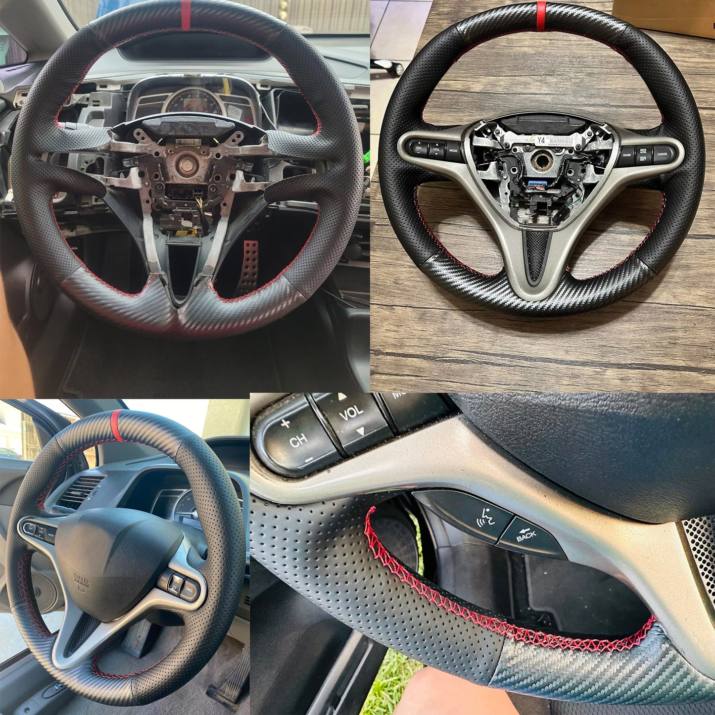 Loncky® Custom Hand Stitched Car OEM Leather Steering Wheel Cover for Honda Fit 2009 2010 2011 2012 2013 / Honda Insight 2010 2011 2012 2013 2014 Interior Accessories