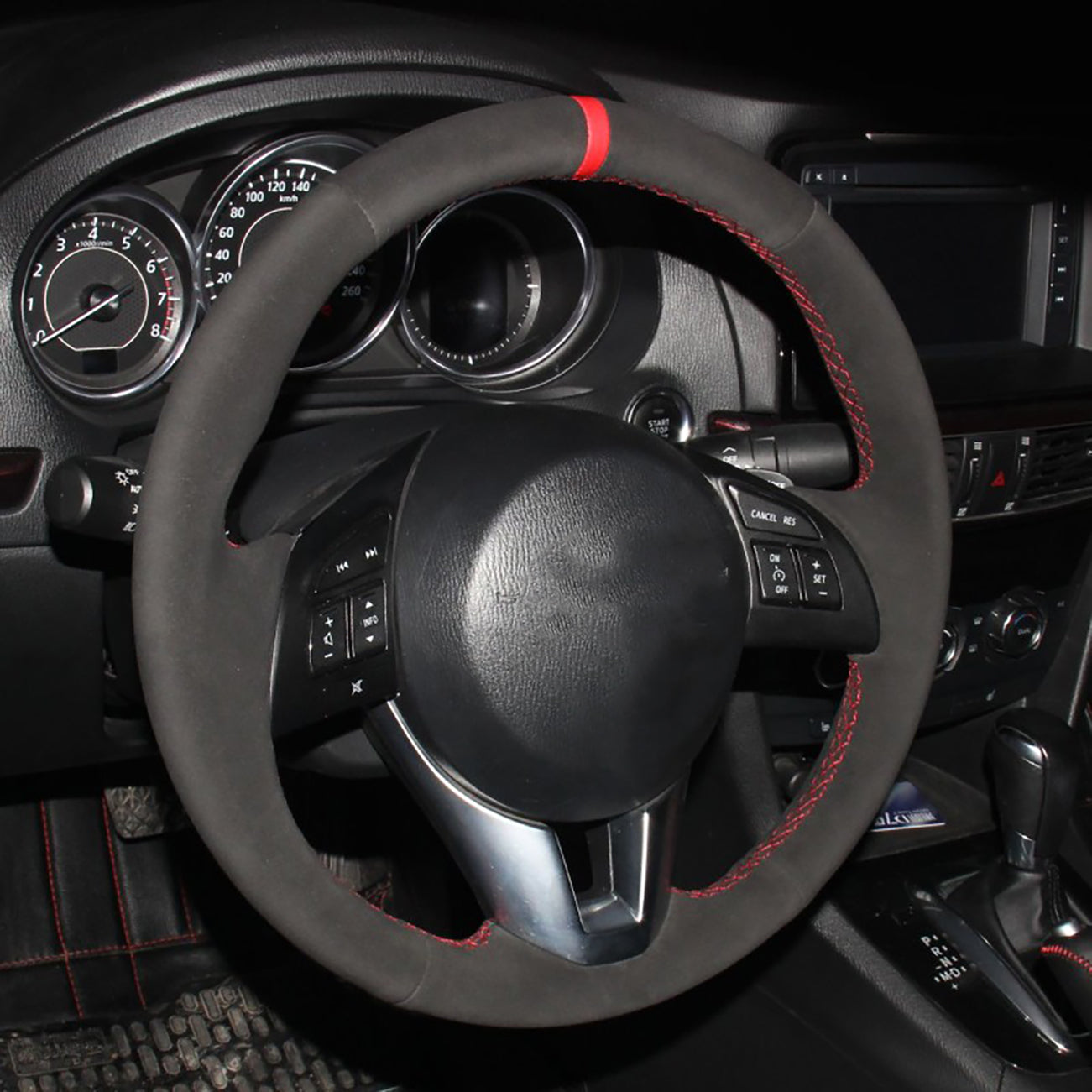 Loncky® Custom Hand Stitched Car OEM Leather Steering Wheel Cover for Mazda CX-5 2013 2014 2015 2016 / Mazda 6 2014 2015 2016 / Mazda 3 2014 2015 2016 / Mazda CX-3 2016 / Scion iA 2016 Interior Accessories