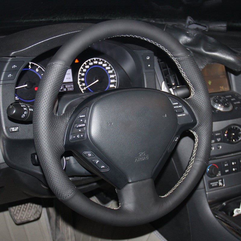 Loncky® Custom Hand Stitched OEM Leather Steering Wheel Cover for Infiniti G37/ Infiniti G35/ Infiniti EX35 /Infiniti EX25/ Infiniti EX37/ Infiniti Q60/ Infiniti QX50/Infiniti Q40/Infiniti IPL G Accessories