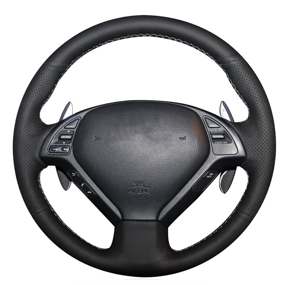 Loncky® Custom Hand Stitched OEM Leather Steering Wheel Cover for Infiniti G37/ Infiniti G35/ Infiniti EX35 /Infiniti EX25/ Infiniti EX37/ Infiniti Q60/ Infiniti QX50/Infiniti Q40/Infiniti IPL G Accessories